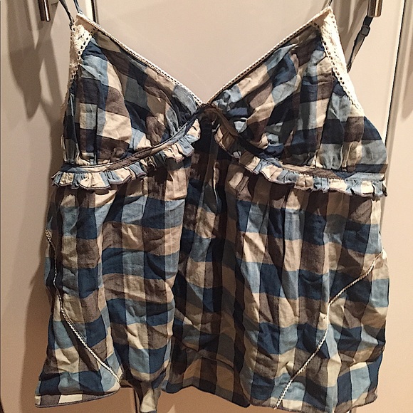 Ralph Lauren Denim&Supply Plaid Crinkle Cami Sm - Picture 1 of 5